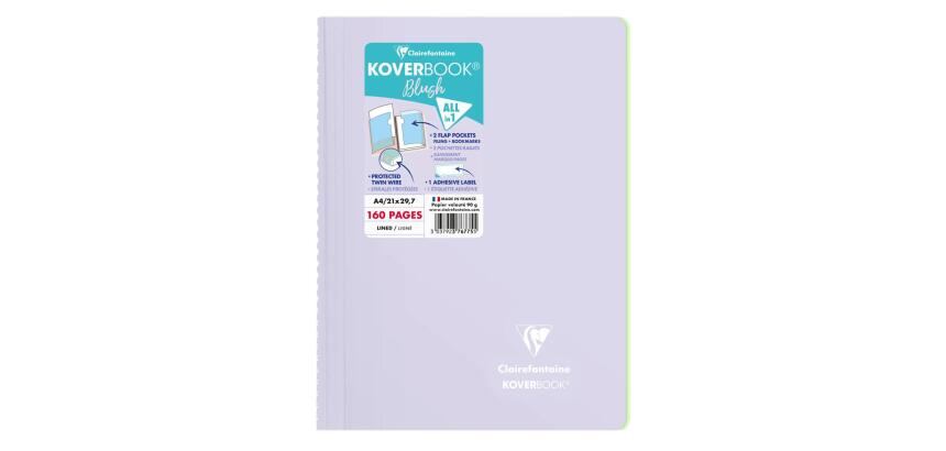 Cahier reliure intégrale enveloppante Koverbook A4 160 pages ligné + marge couverture polypropylène transparent