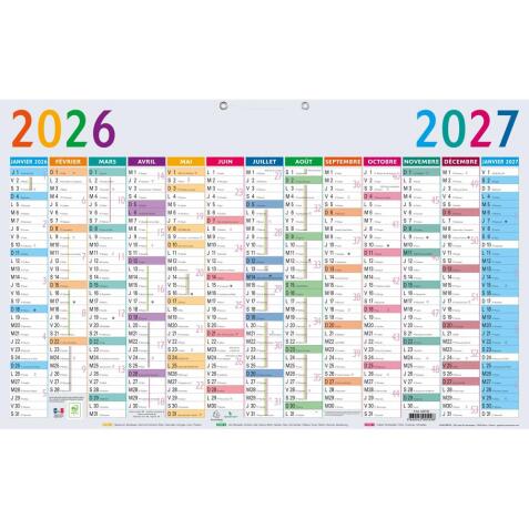 Calendrier Multicolore 13 mois 65 x 40,5 cm Annuel 2026 - Multicolore