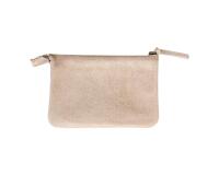 PLUME Petite Pochette 2 compartiments en Daim irisé 13x9cm - Or