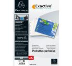Sachet de 20 pochettes perforées horizontales Exactive - polypropylène lisse 5,5/100e - Cristal