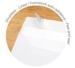 Paquet de 25 Enveloppes Blanches Doublées Triomphe C6 -114x162mm - Auto-adhésives - 130g/m2 - Blanc