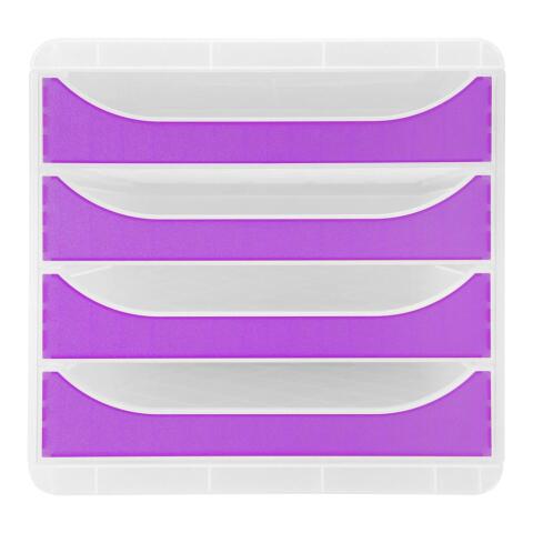 Módulo individual BIG-BOX para documentos A4 + con 4 cajones, ultra-rígido y con stop de seguridad y con stop de seguridad - CHROMA LINE (translucido) - Morado
