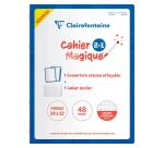 Cahier Magique couverture ardoise double-face effaçable piqué 24x32cm 48 pages grands carreaux (Seyès tricolore) - Bleu
