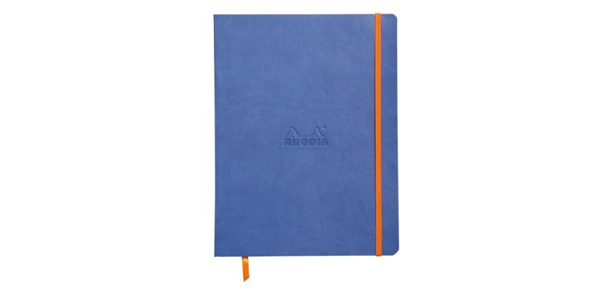 Rhodiarama carnet souple 19x25 cm 160 pages ligné papier ivoire 90g fermeture élastique - Saphir