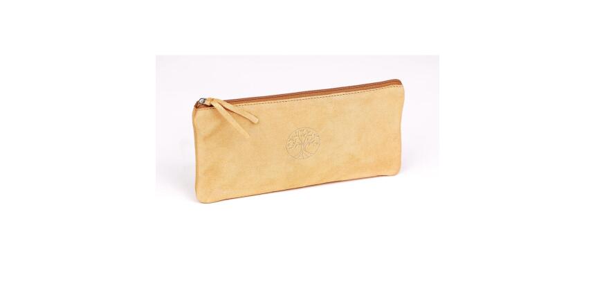 Inspire, Trousse plate en cuir, embossage arbre, 22x11 cm - Or