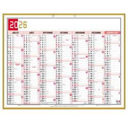Calendrier Tricolore Neutre 43 x 33,5 cm Semestriel 2026 - rouge, noir et or