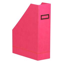 Rhodiarama porte-revues simili cuir italien 10x25x31 cm - Framboise