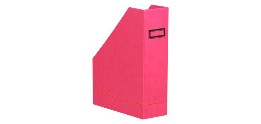 Rhodiarama porte-revues simili cuir italien 10x25x31 cm - Framboise