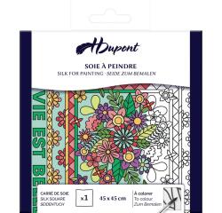 CARRÉ 100% soie - 45x45cm La vie en fleurs - Blanc