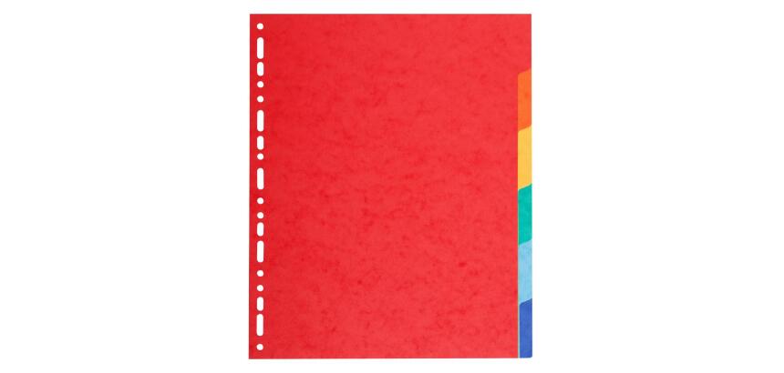 Intercalaires carte 220g 6 positions - A4 maxi - Couleurs assorties