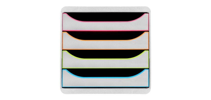 Módulo individual BIG-BOX para documentos A4 + con 4 cajones, ultra-rígido y con stop de seguridad y con stop de seguridad - Black Office