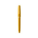 Stylo roller, corps résine de couleur ambre, attributs or jaune brossé - Ambre