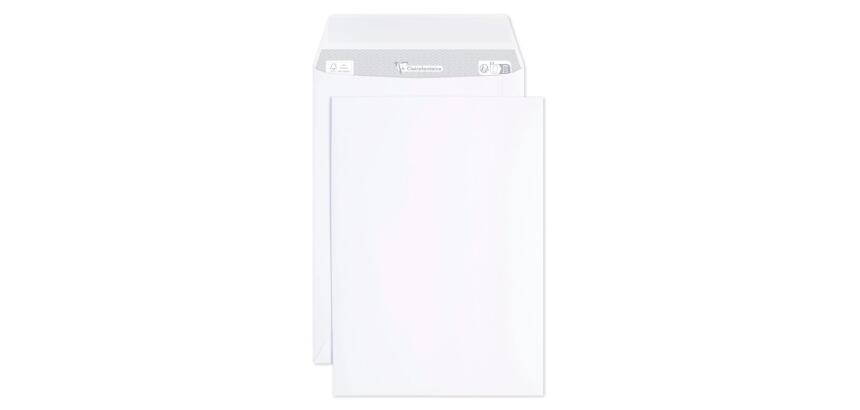 Boite de 500 Pochettes Blanches C5-162x229mm - Auto-Adhésives - 90g/m2 - Blanc