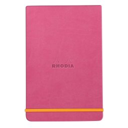 Rhodiarama Webnotepad rembordé rigide A5 192 pages ligné microperforé papier ivoire 90g fermeture élastique - Fuchsia