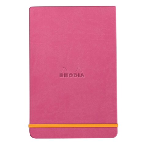 Rhodiarama Webnotepad rembordé rigide A5 192 pages ligné microperforé papier ivoire 90g fermeture élastique - Fuchsia