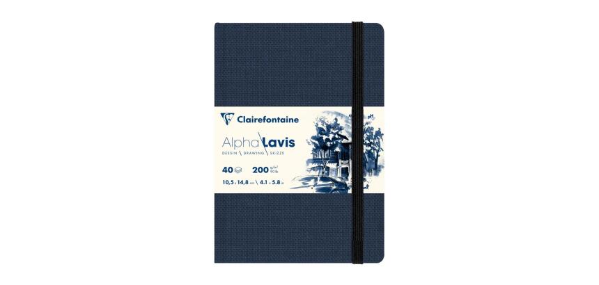 Alpha Lavis carnet cousu 40F A6 300g - Bleu