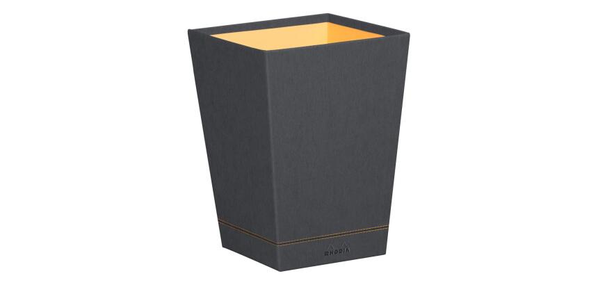 Rhodiarama corbeille à papier simili cuir italien 27x27x32 cm - Titane