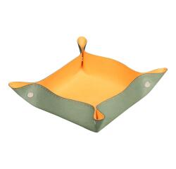 Rhodiarama vide-poche réversible simili cuir italien 12x12x4,5 cm - Céladon