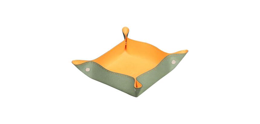 Rhodiarama vide-poche réversible simili cuir italien 12x12x4,5 cm - Céladon