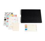 Set de Scrapbooking SCRAP-ADDICT [completo] 32x22 cm - 70 páginas (4 hojas de pegatinas 2 hojas de esquinas autoadhesivas 12 rotuladores de tinta metalizada) - Negro