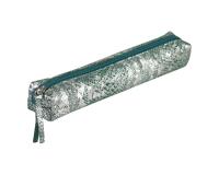 Céleste CUIR Trousse SLIM 19,5x2,5x4 cm Lazer Vert Argent