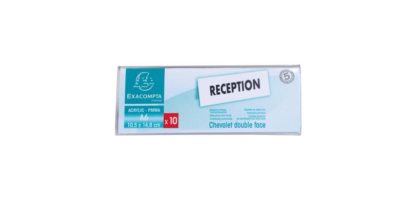 Lot de 10 chevalets double face horizontal A6 - Cristal