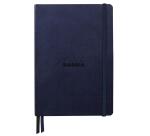 Rhodiarama Goalbook Creation rembordé rigide A5 160 pages papier Maya noir lisse dot 120g avec élastique - Bleu nuit