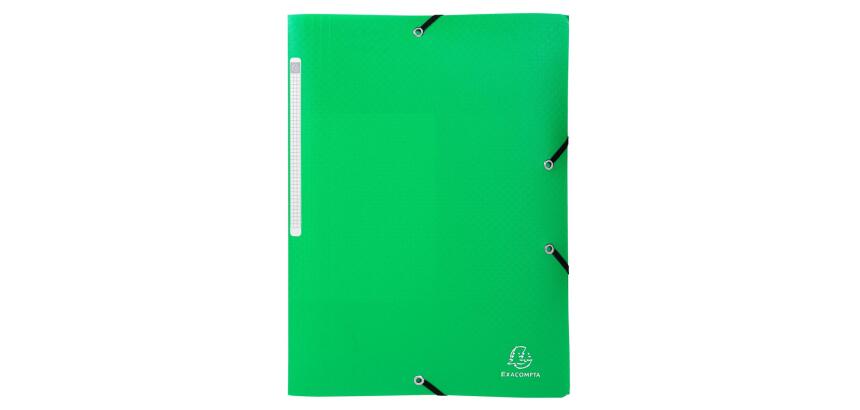Sammelmappe mit 3 Klappen und Gummizug aus PP 500µ mit Etikett blickdicht, 24x32cm für DIN A4