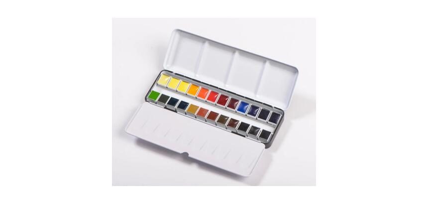 Aquarelle Boite Métal + 24 demi-godets