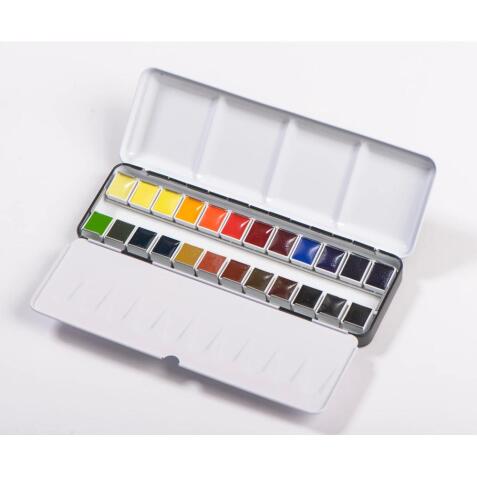 Aquarelle Boite Métal + 24 demi-godets