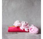 Rhodiarama trousse ronde simili cuir italien 5x21,5 cm - Framboise