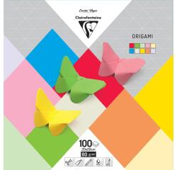 ORIGAMI, Pochette de 100 feuilles 80g/m² au format 20x20cm - Assortiment mixte