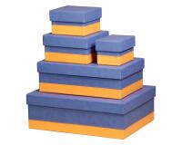 Rhodiarama set 5 boîtes gigognes simili cuir italien 44x34x16 cm - Saphir