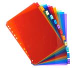 Intercalaires PP transparent couleurs avec porte étiquette A4 12 positions - Couleurs assorties