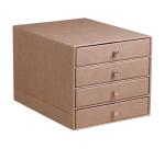 Rhodiarama trieur 4 tiroirs simili cuir italien 24,8x32,7x22,8 cm - Taupe