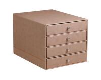Rhodiarama trieur 4 tiroirs simili cuir italien 24,8x32,7x22,8 cm - Taupe