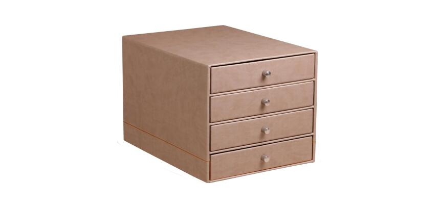 Rhodiarama trieur 4 tiroirs simili cuir italien 24,8x32,7x22,8 cm - Taupe