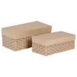 Assortiment 2 boîtes tressées rectangles - Kraft