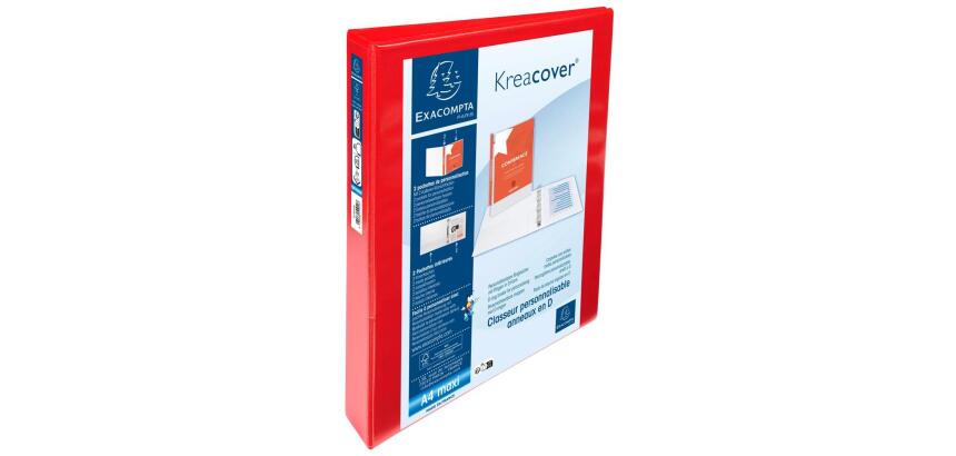 Classeur personnalisable rigide 2 poches KreaCover - 4 anneaux en D 30mm - A4 maxi