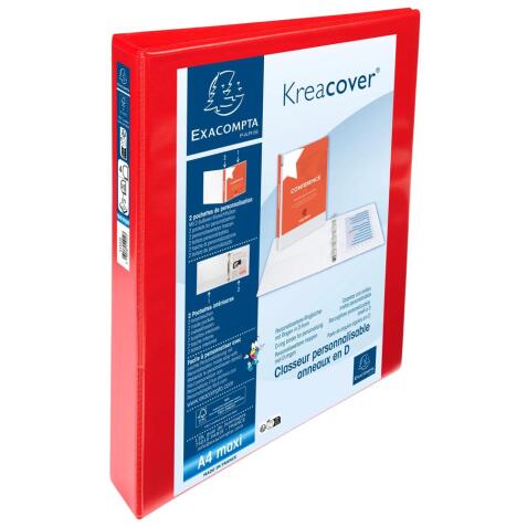 Classeur personnalisable rigide 2 poches KreaCover - 4 anneaux en D 30mm - A4 maxi