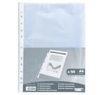 Sachet de 50 pochettes perforées polypropylène Grainé 38 microns - A4 - Cristal translucide
