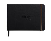 Rhodia Touch - Calligrapher Book - brochure rembordé rigide A5 paysage 64p uni papier simili Japon naturel 250g - Noir