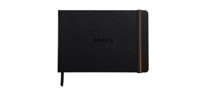 Rhodia Touch - Calligrapher Book - brochure rembordé rigide A5 paysage 64p uni papier simili Japon naturel 250g - Noir