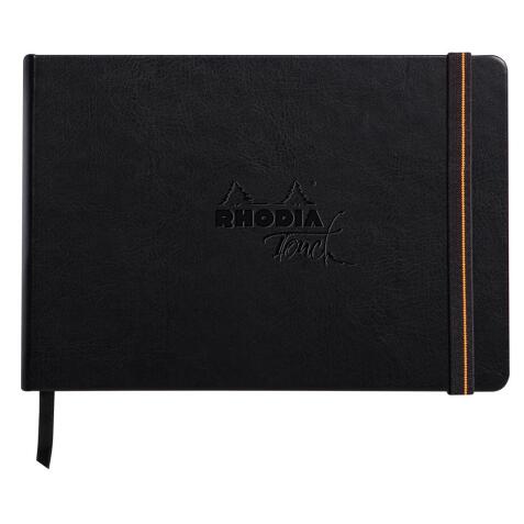 Rhodia Touch - Calligrapher Book - brochure rembordé rigide A5 paysage 64p uni papier simili Japon naturel 250g - Noir