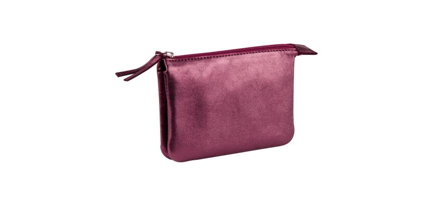 CUIRISÉ Petite Pochette 2 compartiments 13x9 cm - Cerise
