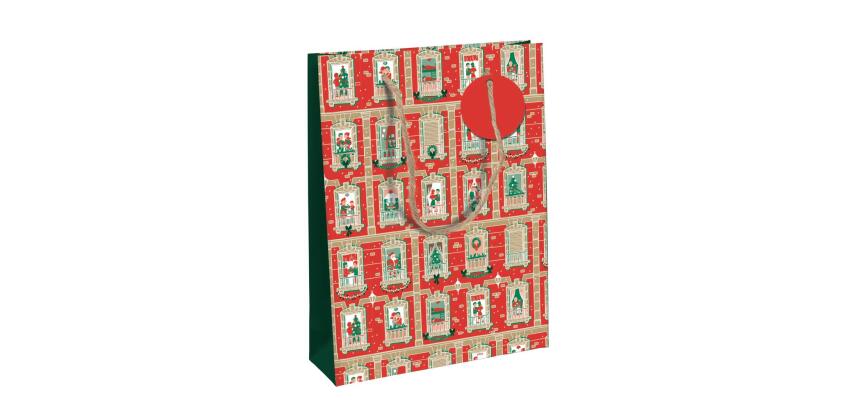 Façades de Noël, sac large 26,5x14x33 cm - Rouge/vert
