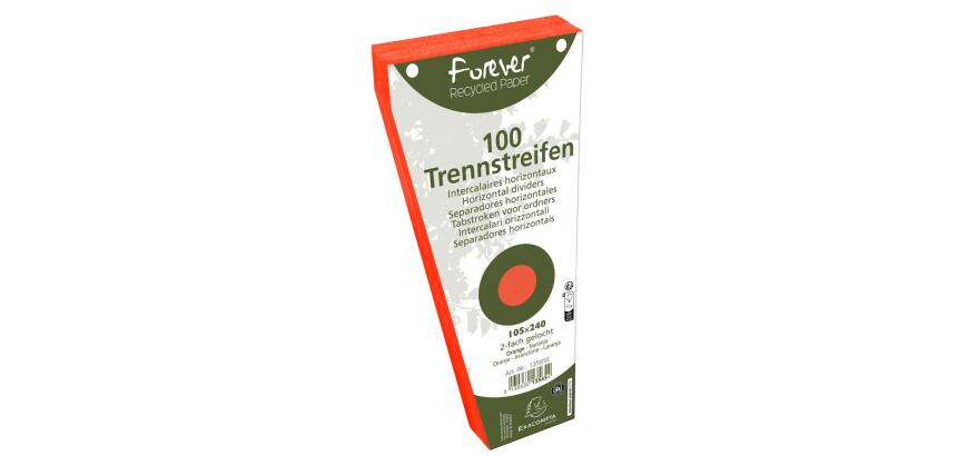 Paquet 100 fiches intercalaires trapézoïdales unies perforées Forever - 105x240mm