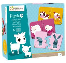 Puzzles 2 pièces, Maman/bébé - Multicolore