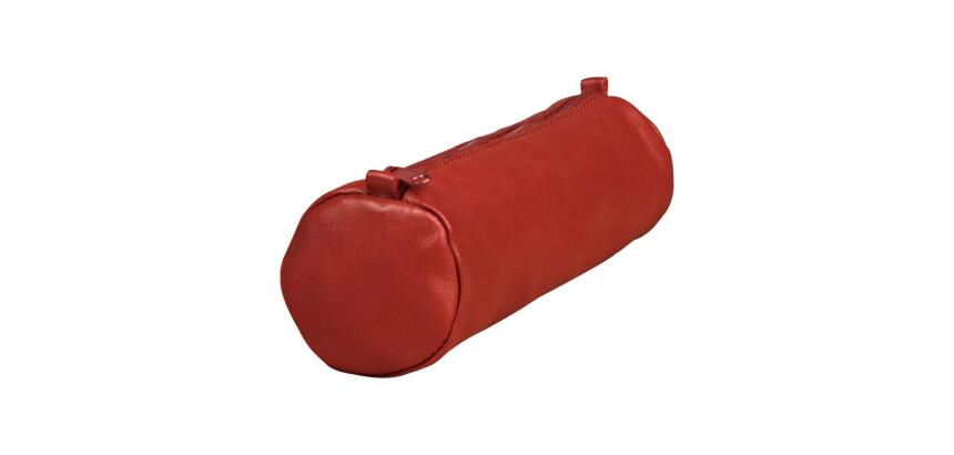 Trousse en cuir Age Bag ronde 21xØ6 cm - Rouge