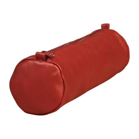 Trousse en cuir Age Bag ronde 21xØ6 cm - Rouge